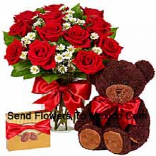 Imported Chocolates with Cute Teddy and 12 Roses