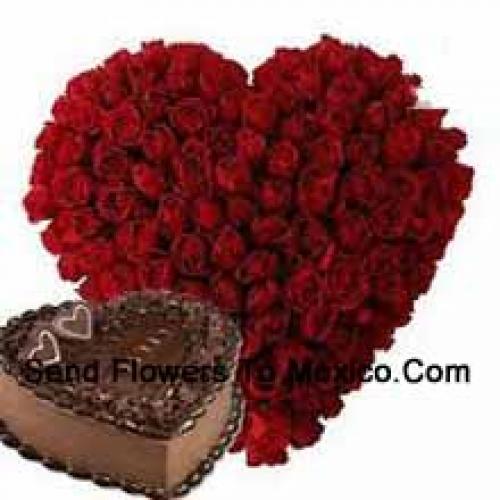 100 Red Roses with 1 Kg Chocolate Cake