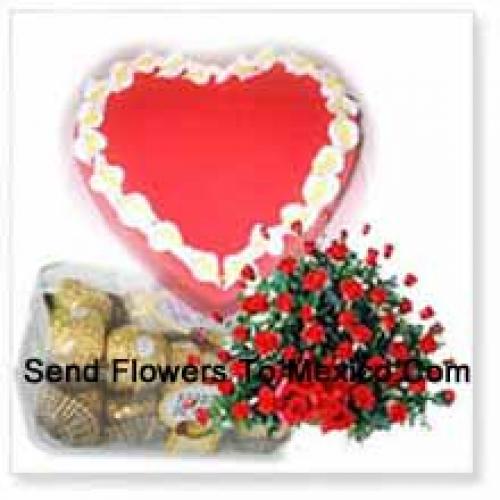 100 Roses Basket with Cake and Chocolate