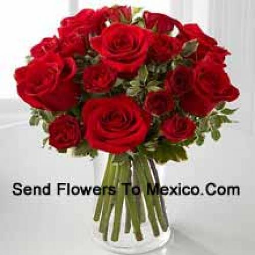 18 Lovely Red Roses in Vase