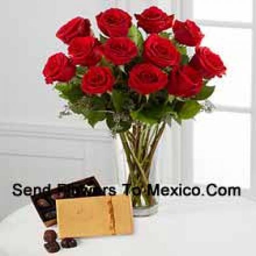 12 Red Roses with Yummy Godiva Chocolates