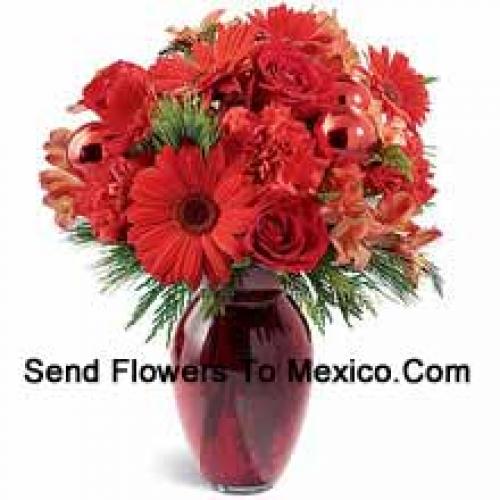 Encantadoras Claveles Rojos y Gerberas