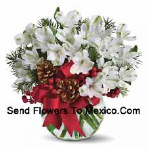 Lindo Alstroemeria Blanca en Jarrón